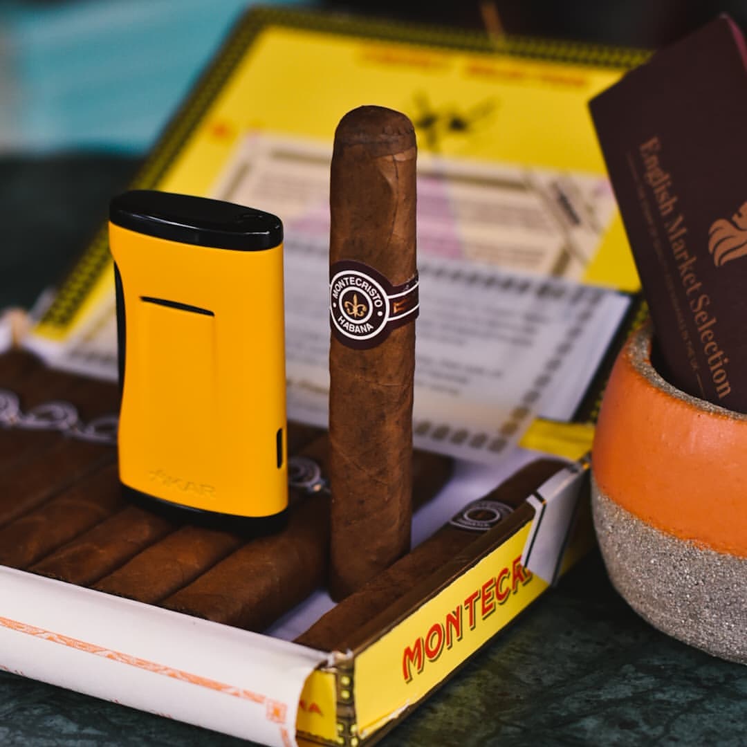 Customer enjoying authentic Cuban cigars